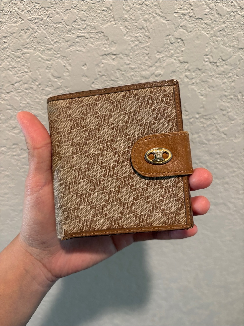 Celine Macadam Monogram Leather-Trim Wallet